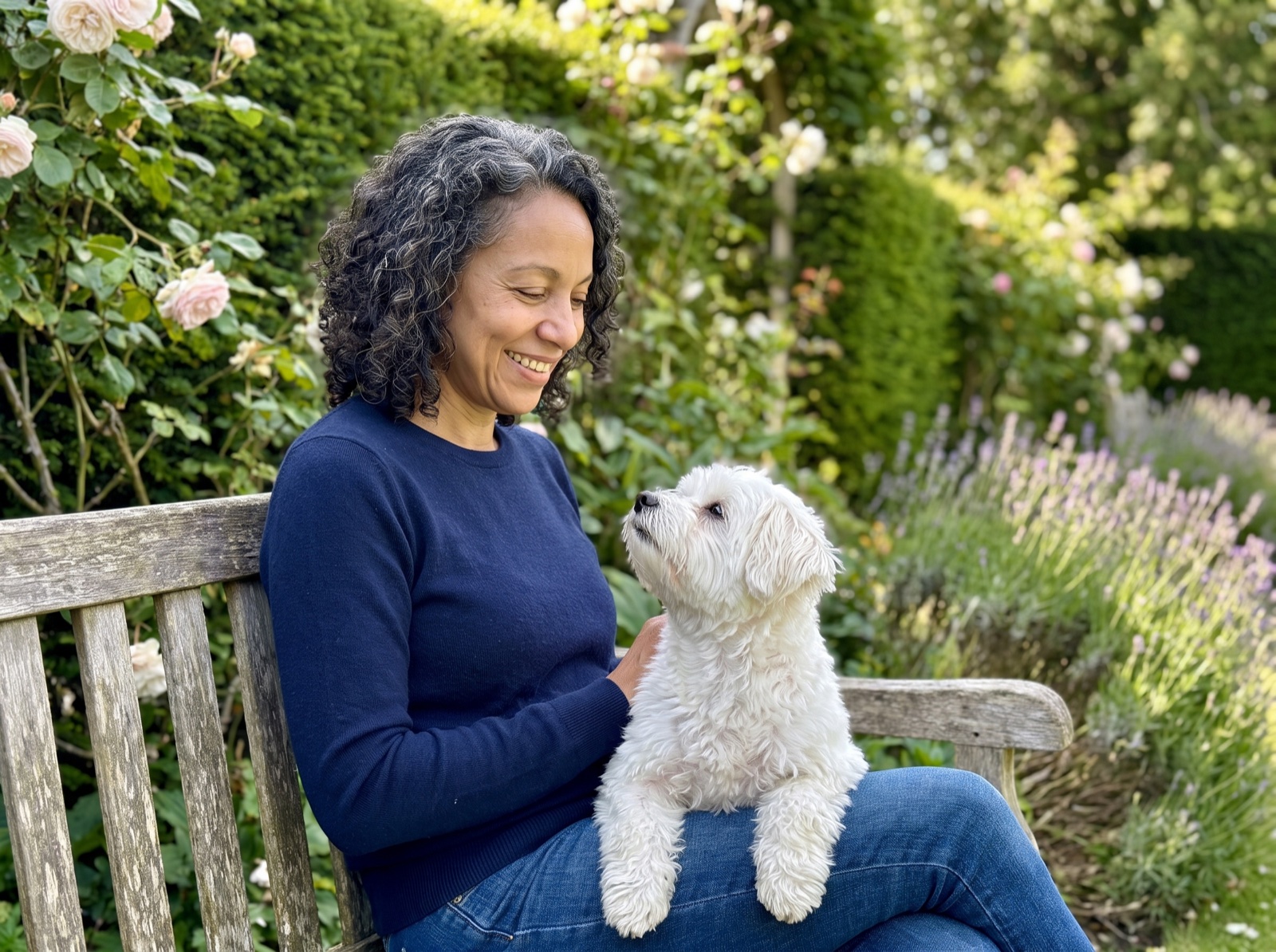 Rocky claiming grandma's lap, summer 2024