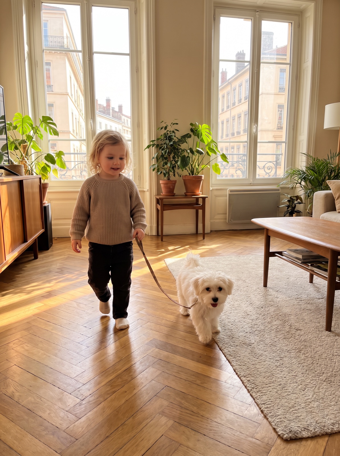 Olivia taking Rocky for his walk — Lyon